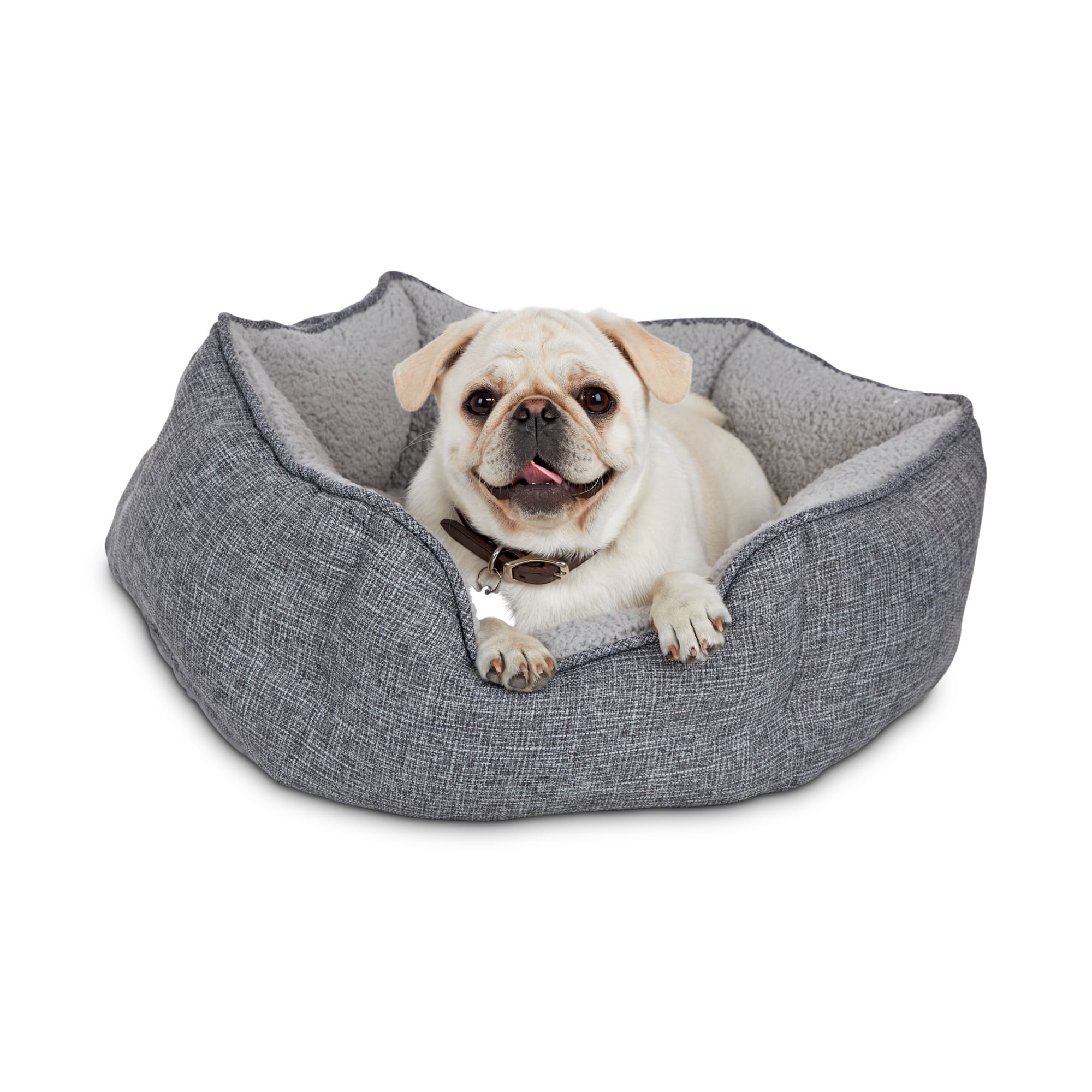 Harmony Cozy Cottage Gray Hexagon Nester Dog Bed， 22