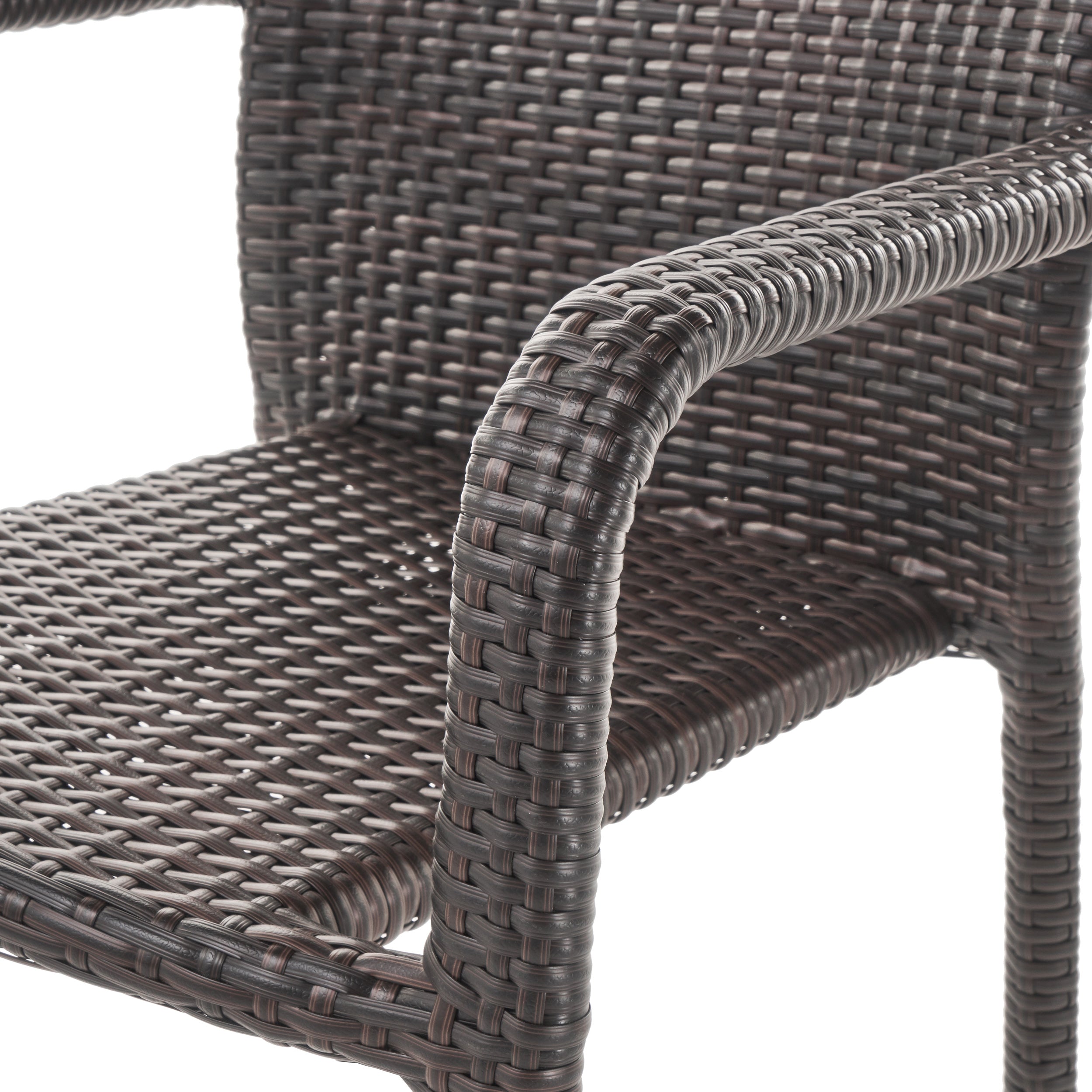 Dorside Outdoor Wicker Armed Stacking Chairs with an Aluminum Frame (Set of 4)