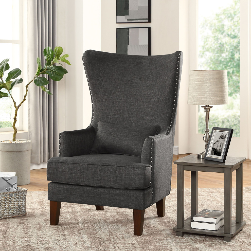 Kori Wingback Accent Chair with Nailhead Trim   Transitional   Armchairs And Accent Chairs   by Green Valley Homegoods  Houzz