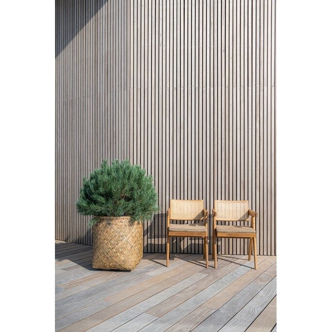 Pottery Pots Zayn Bamboo Indoor Outdoor Round Planter  Natural Finish
