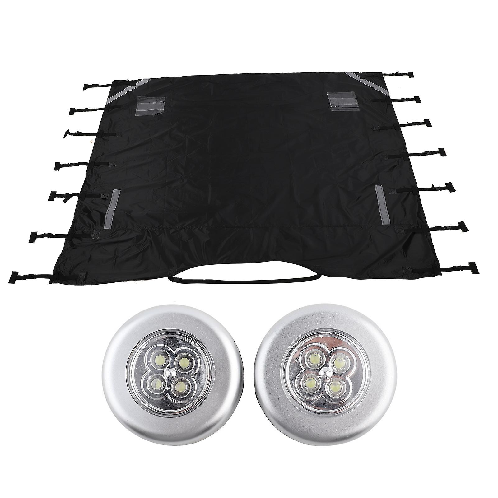 Universal Black Oxford Cloth Caravan Front Towing Cover Protector Shield With Led Lights