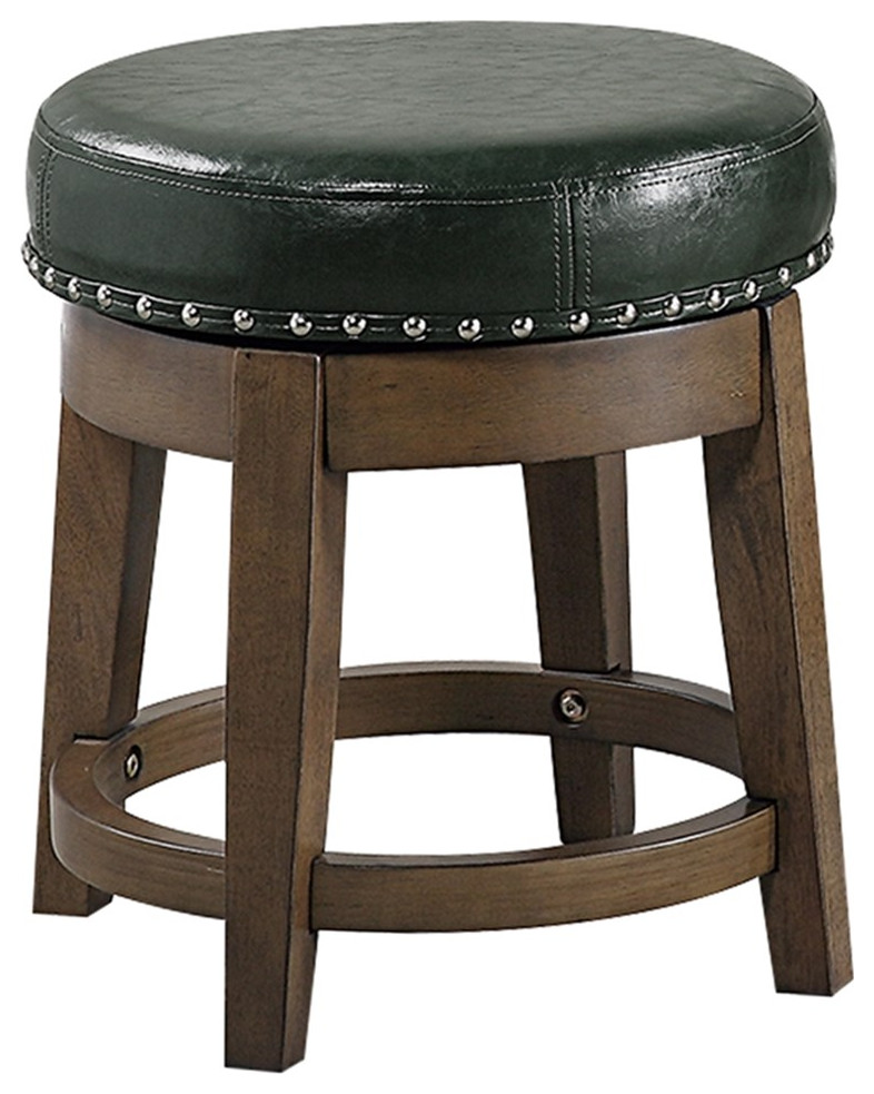 Poundex Furniture 18 quotRound Swivel Stool in Green Faux Leather (Set of 2)   Transitional   Footstools And Ottomans   by Homesquare  Houzz