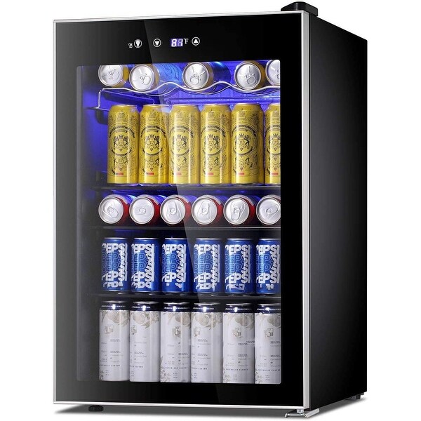 4.5 Cu Ft Beverage Refrigerator Cooler， 126 Can Mini Fridge for Soda Beer Wine