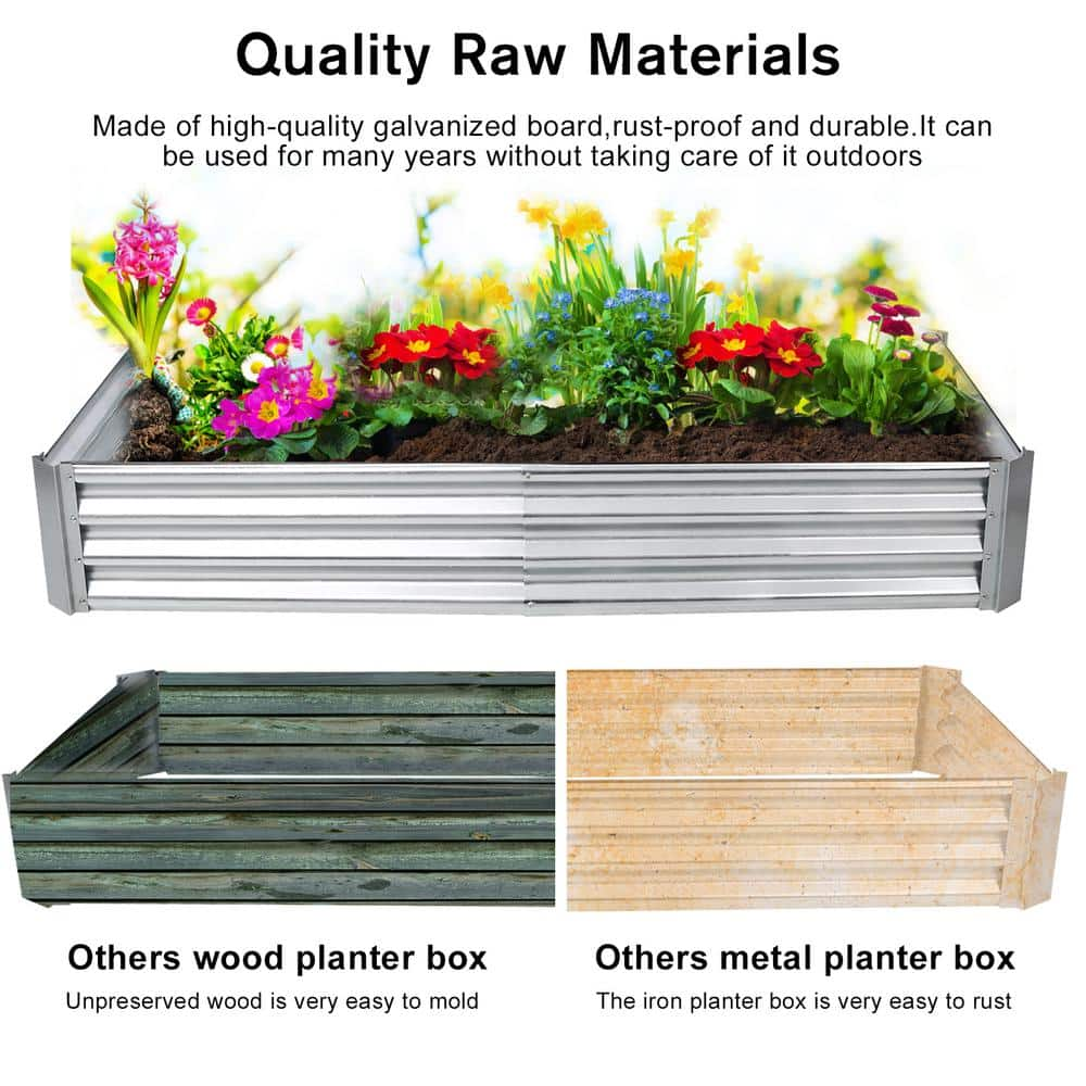 5 ft. x 3 ft. x 1 ft. Galvanized Raised Garden Beds for Vegetables Large Metal Planter Box Steel Kit Flower Herb W-W46549250