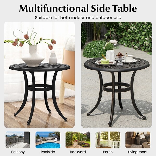 Gymax Cast Aluminum Patio Table 24''Outdoor Round Side Table AntiRust