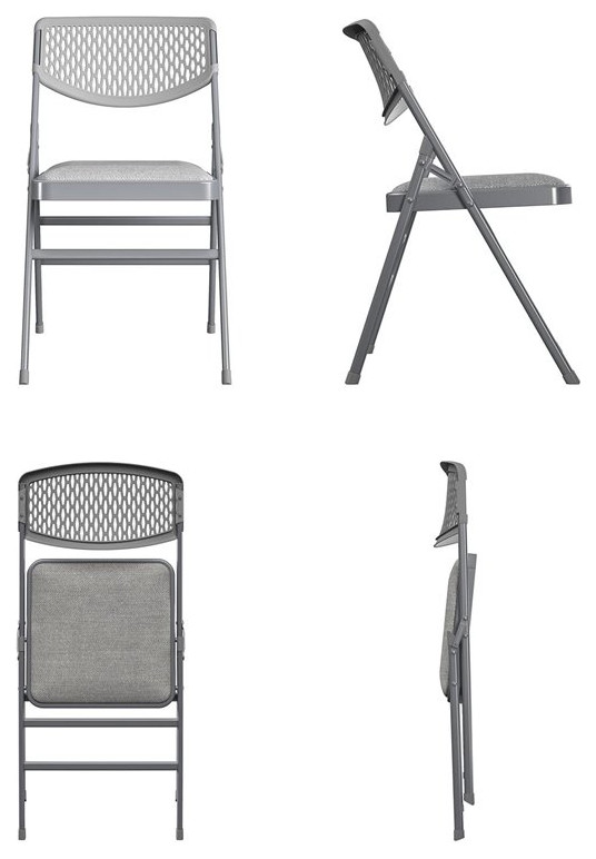 COSCO Ultra Comfort Commercial Folding Chair in Gray (4 pack)   Contemporary   Folding Chairs And Stools   by Homesquare  Houzz