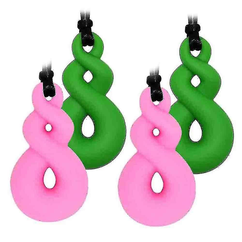 Sensory Chew Necklace For Kids， 4 Pack Silicone Teething Necklace