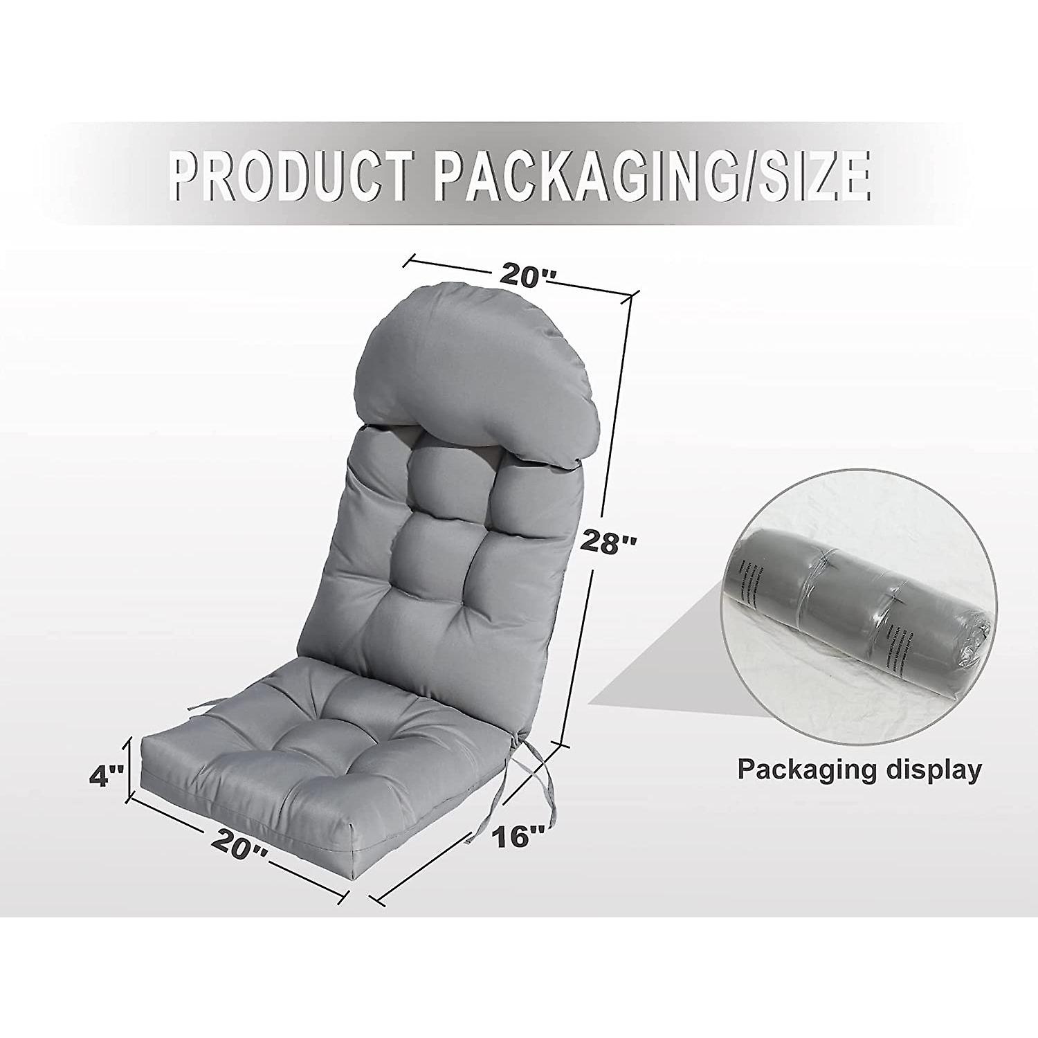 Cosnuosa Rocking Chair Cushion High Back Adirondack Chair Cushion Waterproof Patio Cushions For Outdoor Furniture Light Gray