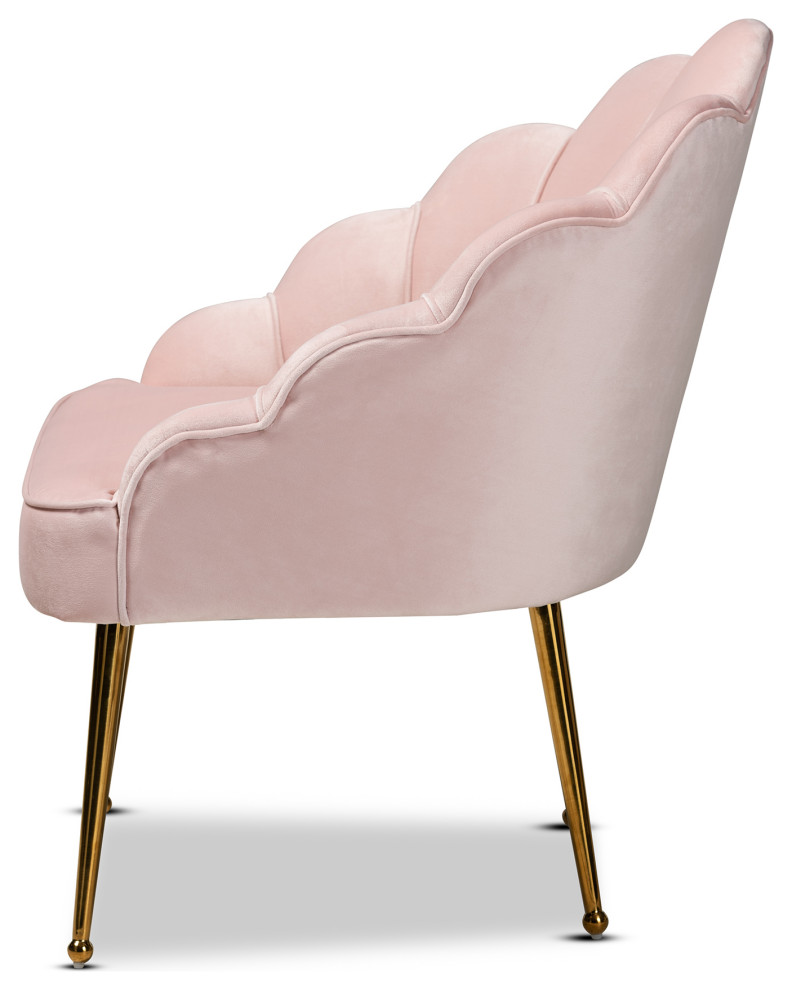 Sanaya Upholstered Seashell Shaped Accent Chair   Midcentury   Armchairs And Accent Chairs   by Baxton Studio  Houzz