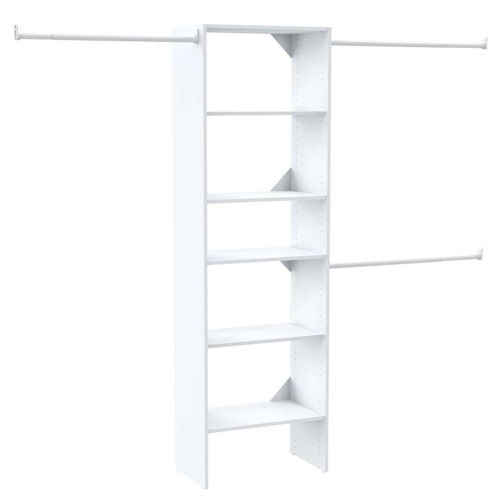 ClosetMaid Selectives 60 in. W - 120 in. W White Reach-In Tower Wall Mount 6-Shelf Wood Closet System 5702900