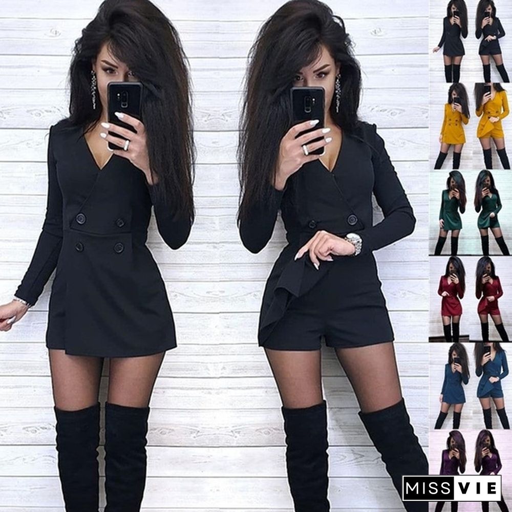 V-neck Slim Shorts Skirt Suit Women's Professional Fitness Jumpsuit