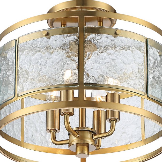 Wide Gold 4 light Water Glass Drum Shade For Bedroom Kitchen House