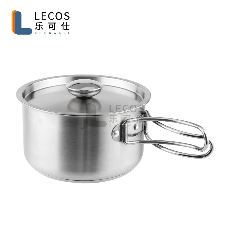 Outdoor Camping Hiking Portable Cooking Tool Soup Pot Mini Cookware Set 304 Stainless Steel Outdoor Cooking Pot