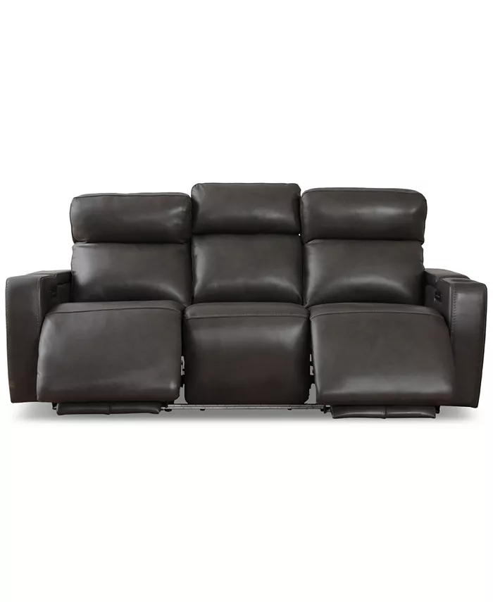 Furniture Greymel 84 Leather Sofa with Power Headrests