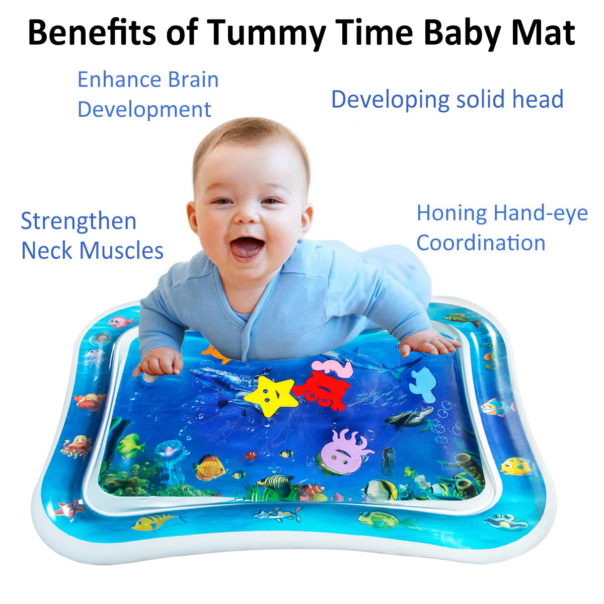 Inflatable Tummy Time Water Play Mat - Baby Water Mat for Infants and Toddlers - Leakproof Premium Water Play Mat - Baby Toys Water Mat Activity Center for Baby Stimulation