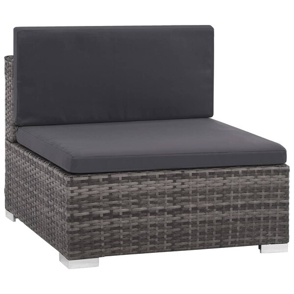 vidaXL 6 Piece Patio Lounge Set with Cushions Poly Rattan Gray