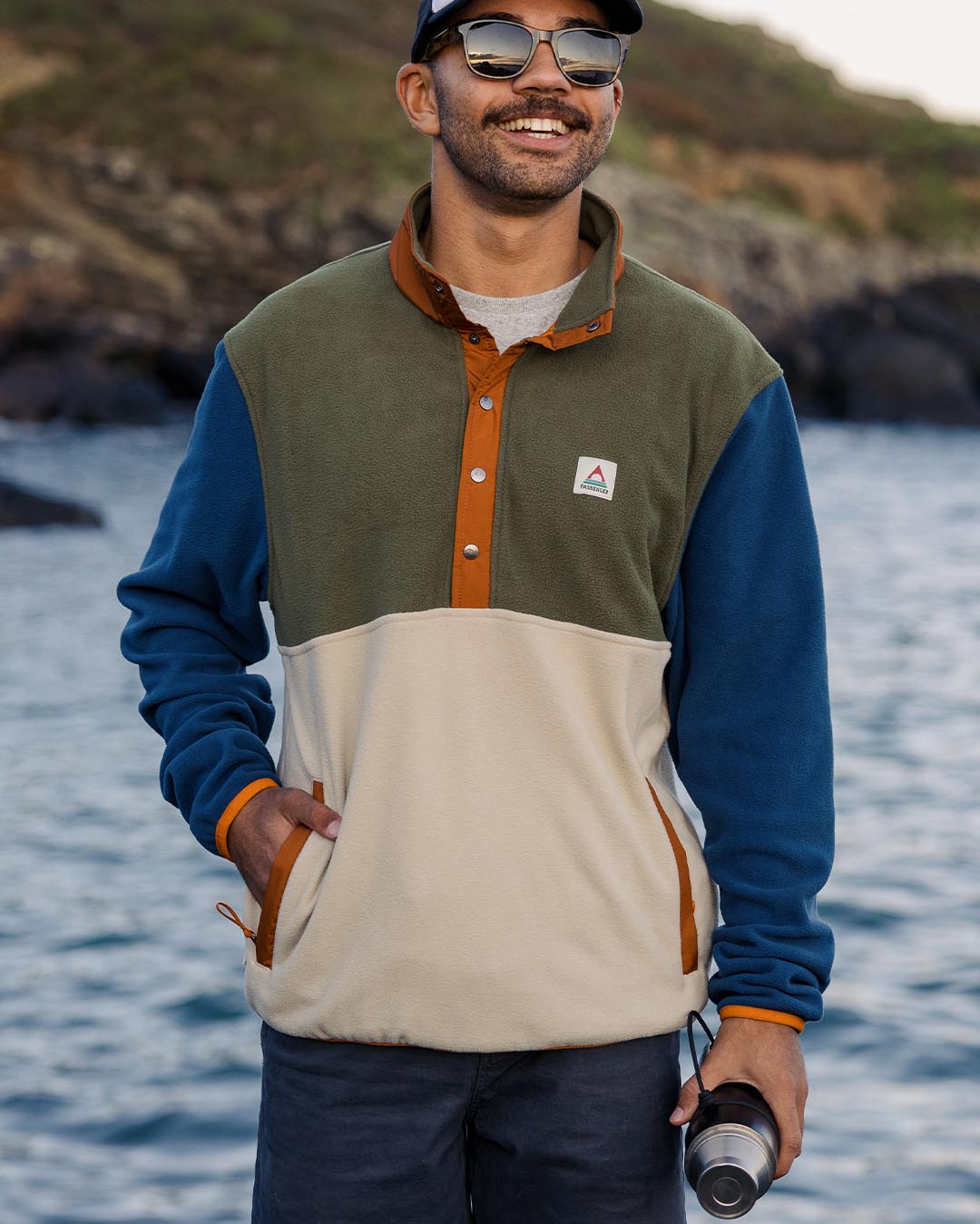 Adrift Recycled Polar Fleece - Khaki/Oatmeal