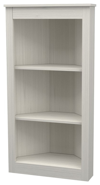 Inval 47 quot3 Shelf Engineered Wood Corner Bookcase in Washed Oak   Transitional   Bookcases   by Homesquare  Houzz