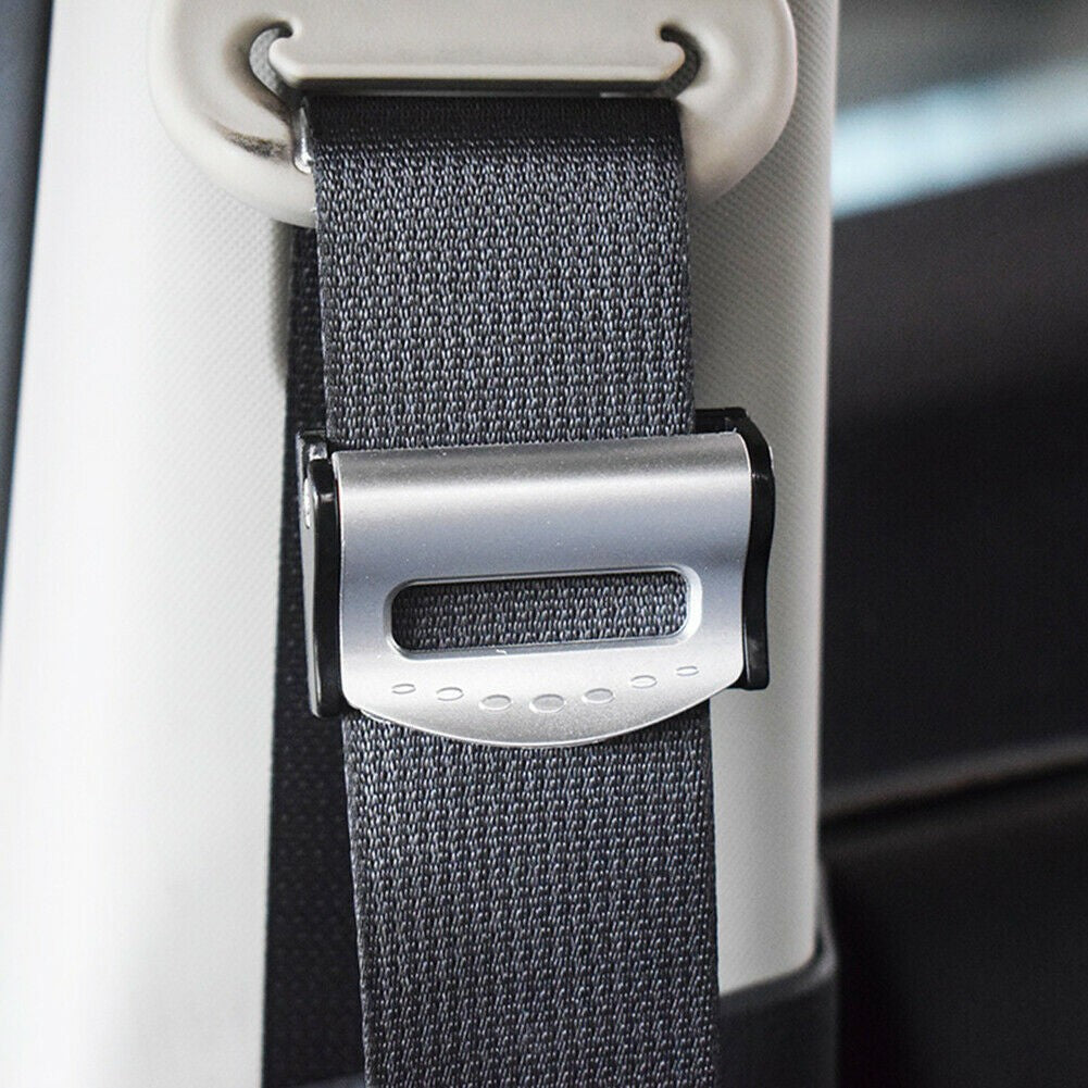 2pcs Adjustable Car Safety Seat Belt Holder Stopper Buckle Clip (Silver)