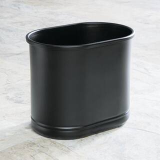 Dracelo Small Metal Oval 2.5 Gal. Trash Can Decorative Wastebasket in Matte Black B07DCY6GXD