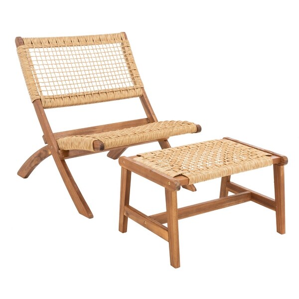 SAFAVIEH Casella Acacia/ Rope Outdoor Chair and Table Set