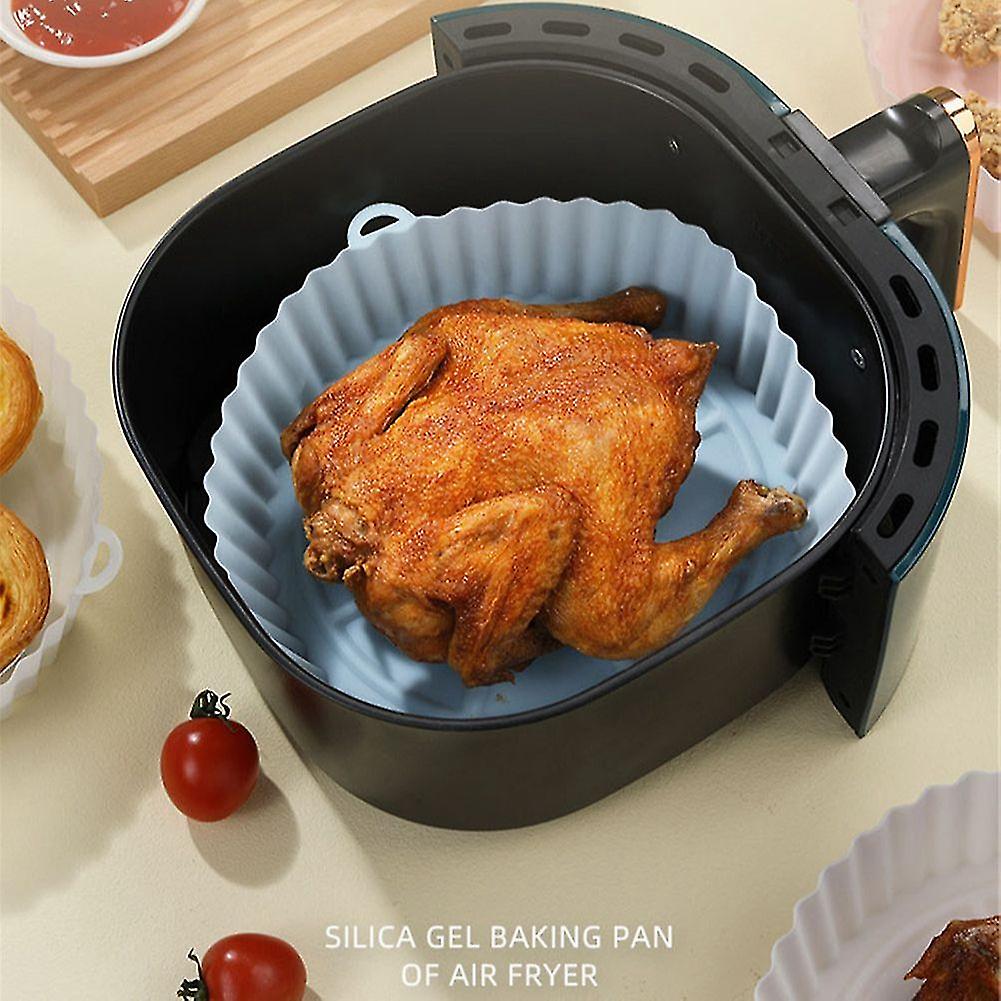 Silicone Pot Fryers Oven Baking Tray For Pizza Fried Chicken Accessories Round Pan Mat Blue