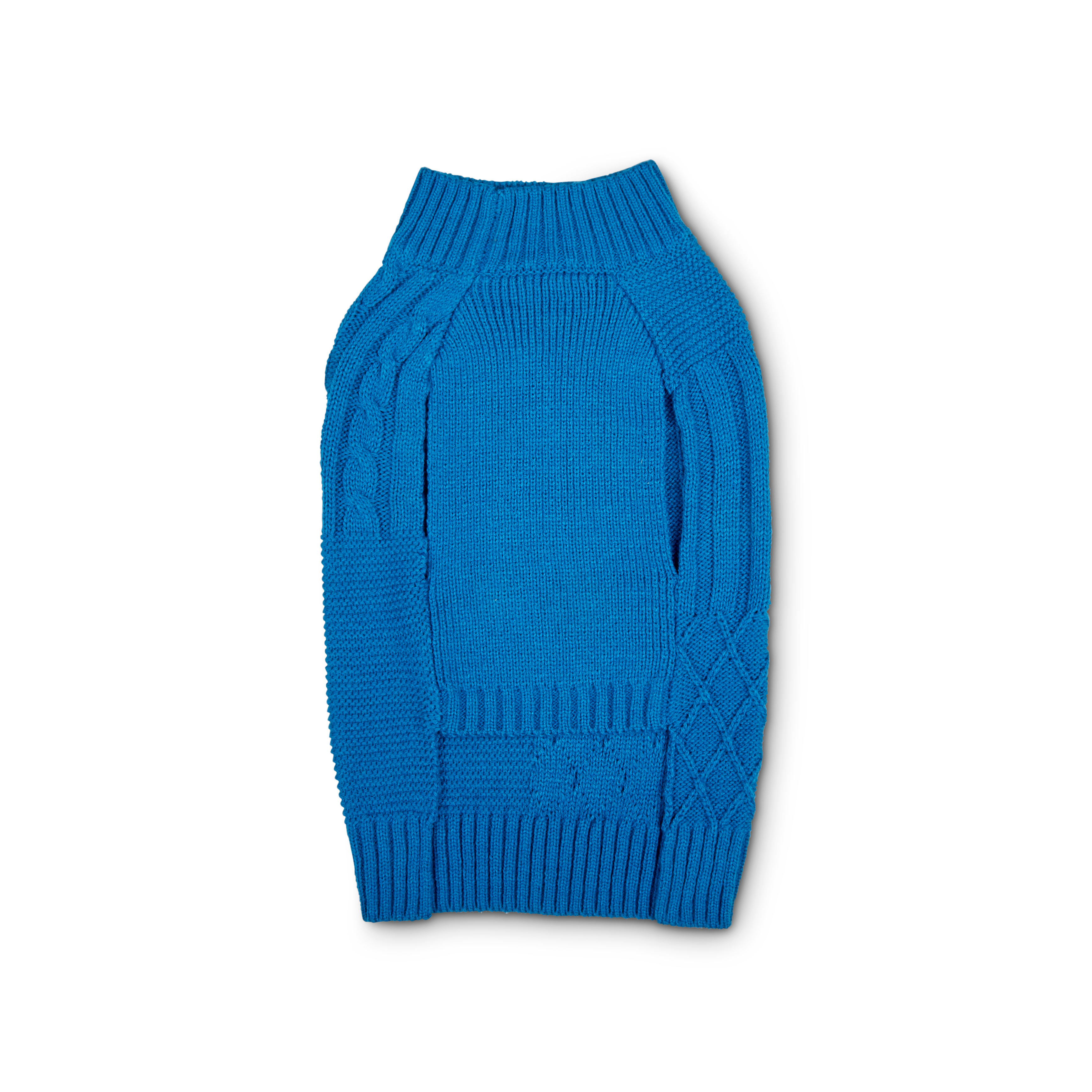 YOULY The Poet Blue Mixed Cable-Knit Dog Sweater， Small