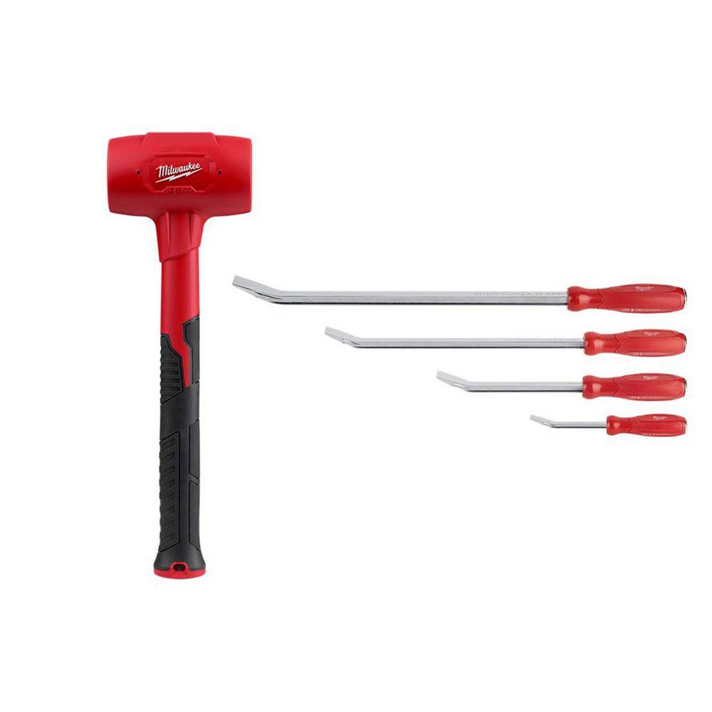 MW 48 oz. Dead Blow Hammer with Pry Bar Set 48-22-9151-48-22-9214