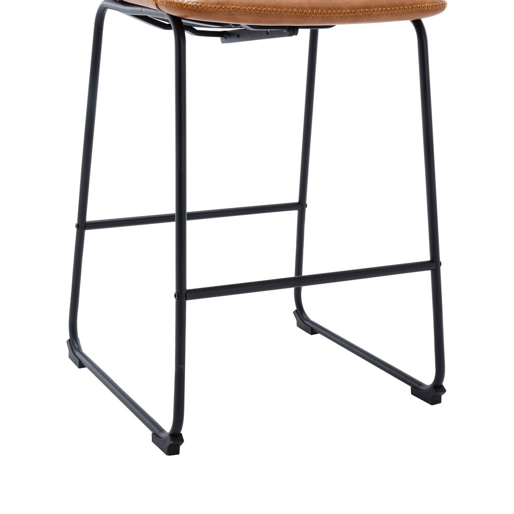 Corvus Thurso Faux Leather 24 inch Steel Counter Stool (Set of 2)