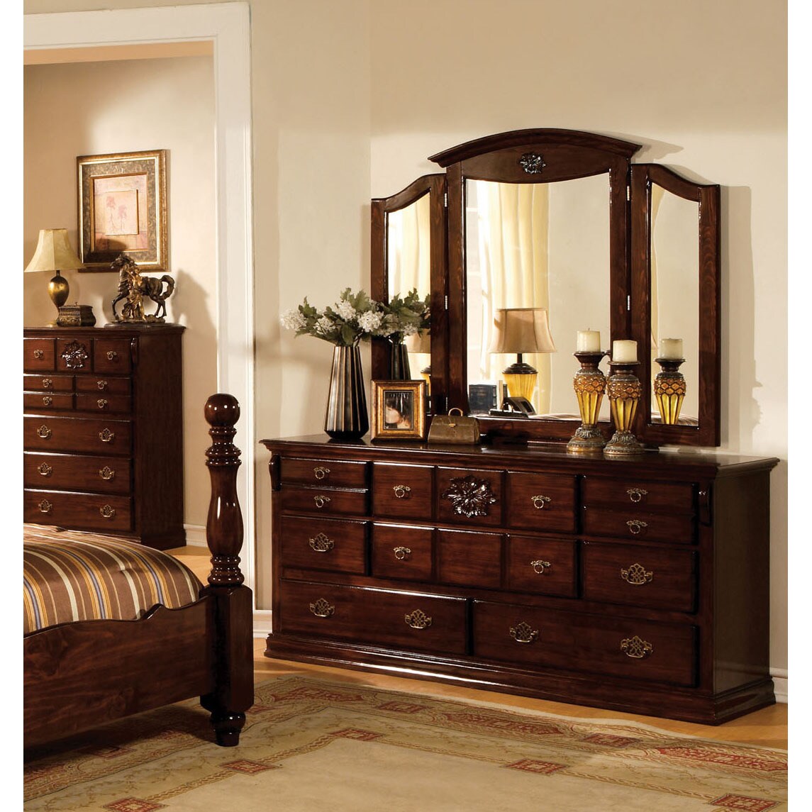 Furniture of America Weston Pine 2-piece Dresser and Mirror Set - - 9378147