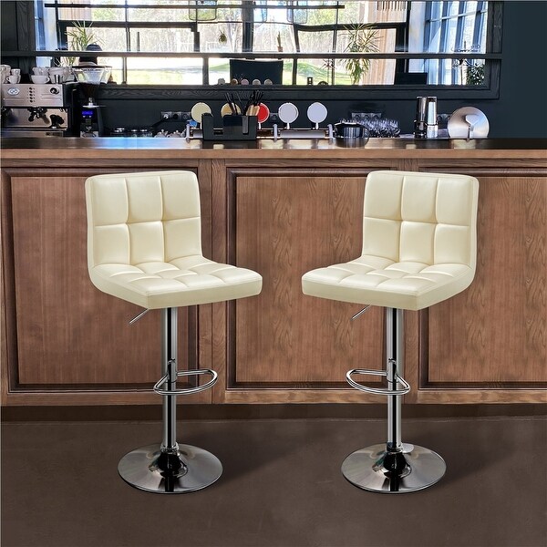 Yaheetech 2pcs Adjustable Modern Faux Leather Swivel Bar Chairs