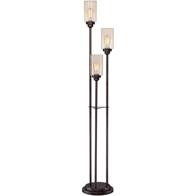 Tall Oiled Bronze Metal 3 Light Dimmable Led Seedy Glass For Living Room