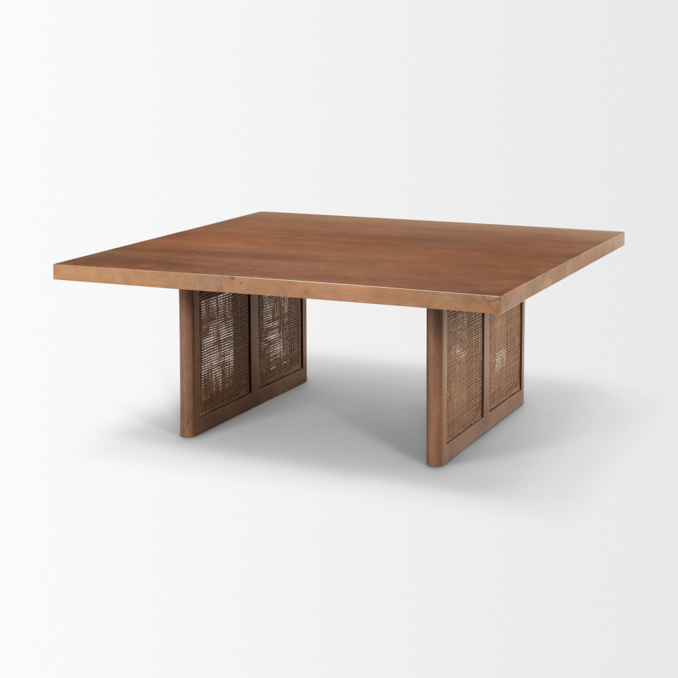 Grier Medium Brown Solid Wood  ampCane Coffee Table   Tropical   Coffee Tables   by Mercana  Houzz