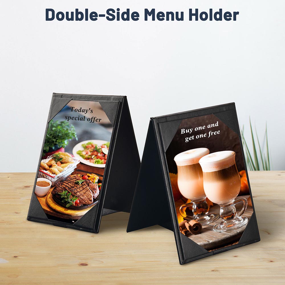 Yescom 10x Leather Double Sided Table Tent Menu Sign Holder