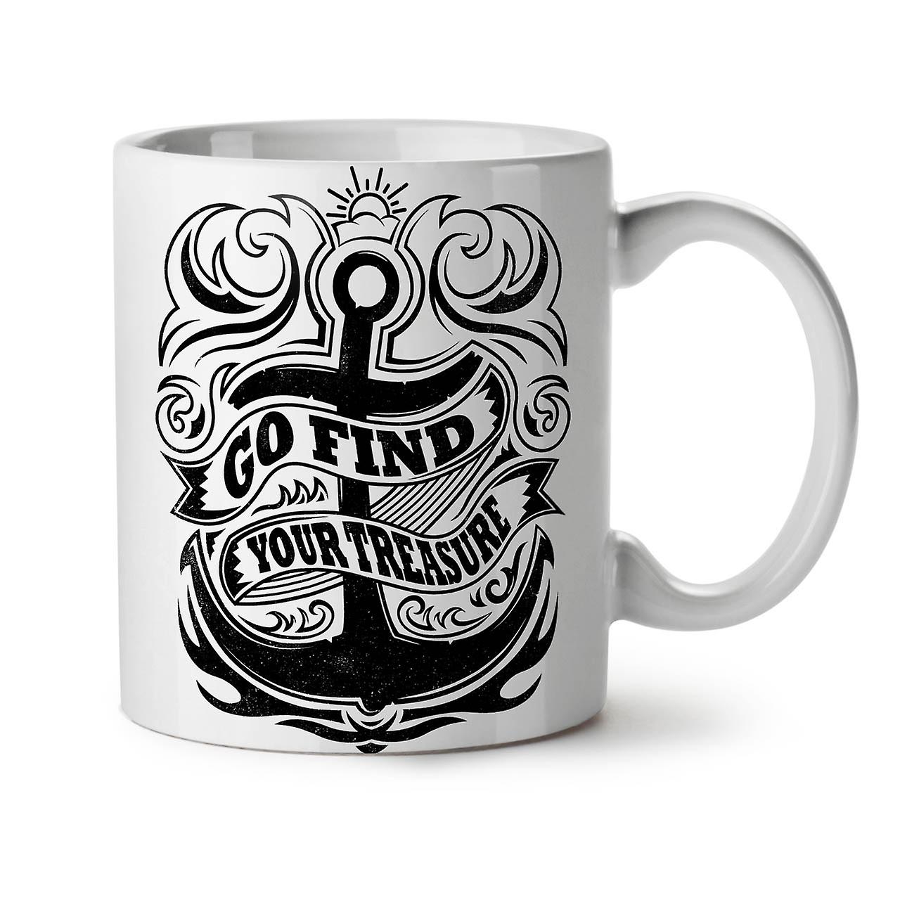 Go Find Treasure Slogan NEW White Tea Coffee Ceramic Mug 11 oz | Wellcoda