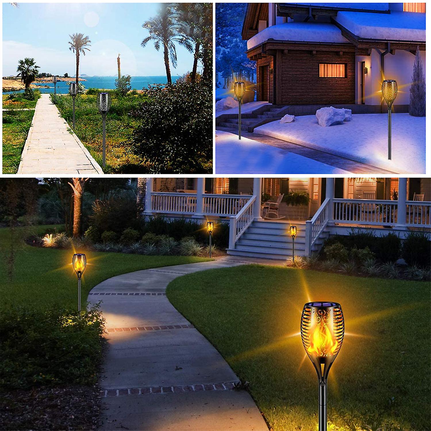 Solar Light Waterproof Flickering Flame Torch Light 96 Led Outdoor Lighting Solar Powered Pathway Lights Landscape Decoration Lighting Auto On/off No.