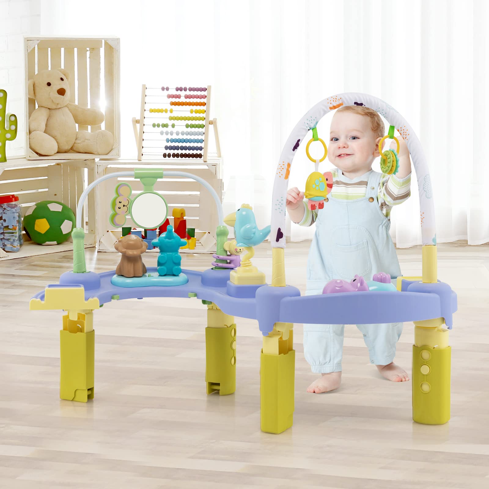 Costzon Baby Activity Center, 3 in 1 Saucer Bouncer & Infant Play Mat & Activity Table