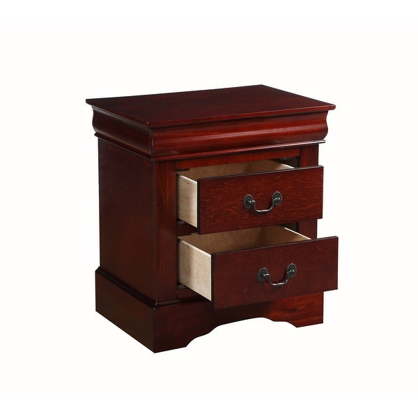 Traditional 2 Drawers wood Nightstand By Louis Philippe III， Brown - - 21691611