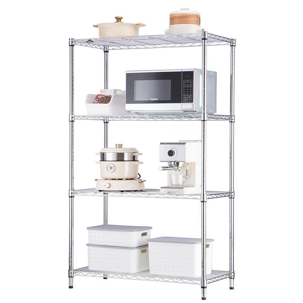 mzg 4-Tier Chrome Utility Wire Shelving Unit (18 in. x 59 in. x 36 in.) E4590150OH401LB