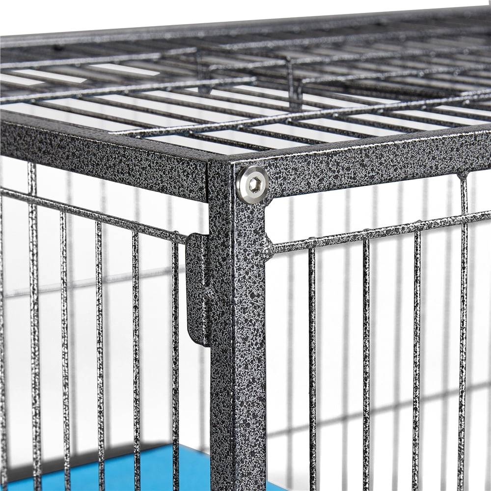 Easyfashion Rolling Metal Small Animal Cage with Removable Ramp and Platform， Hammered， Black