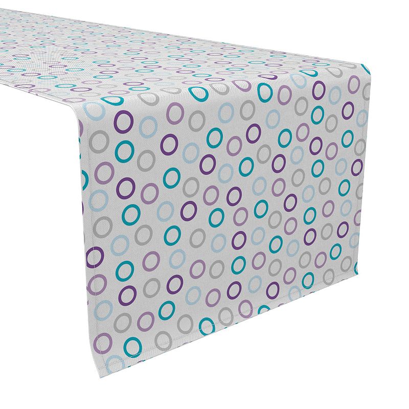 Table Runner， 100% Cotton， 16x108， Purple and Blue Outlined Dots