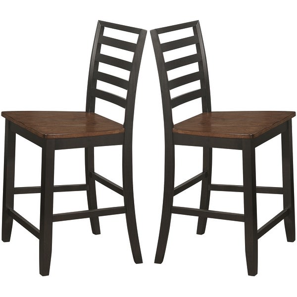 Classic Ladder Back Design Solid Wood Counter Height Dining Stools (Set of 2)