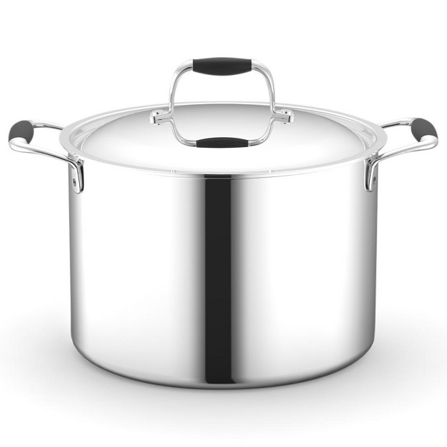 Nutrichef 8 quart Stainless steel Stain resistant Stock Pot Kitchen Cookware W Satin Interior