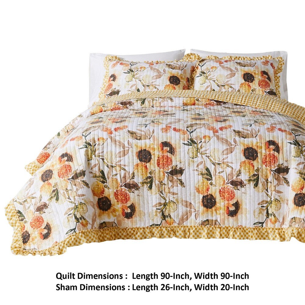 Kelsa  Pillow Sham  Cotton  Ruffled Border  Gold