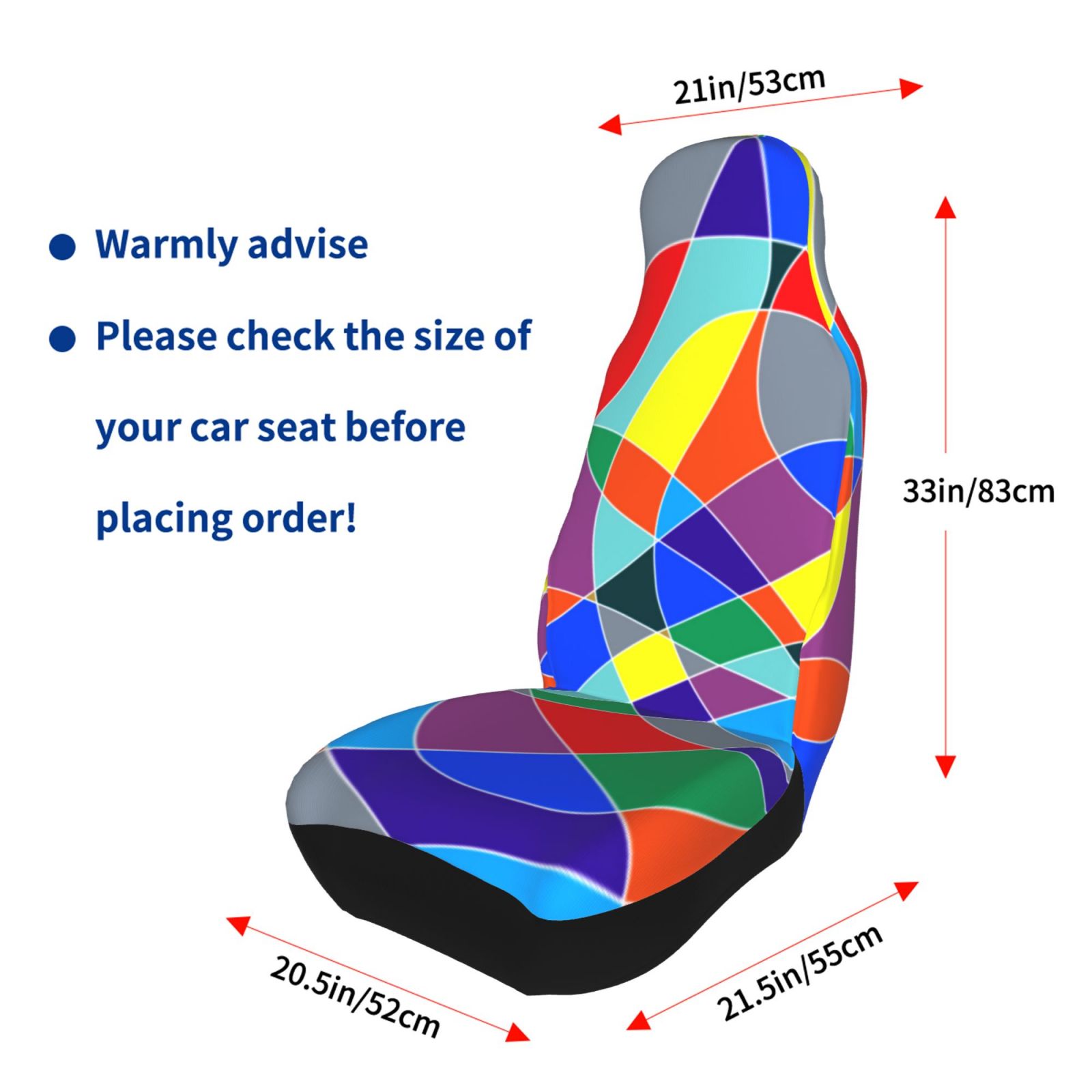 TEQUAN Front Seat Covers， Stained Mosaic Glass Pattern 2 Piece Car Seat Cover Fit Most Car SUV Truck Van