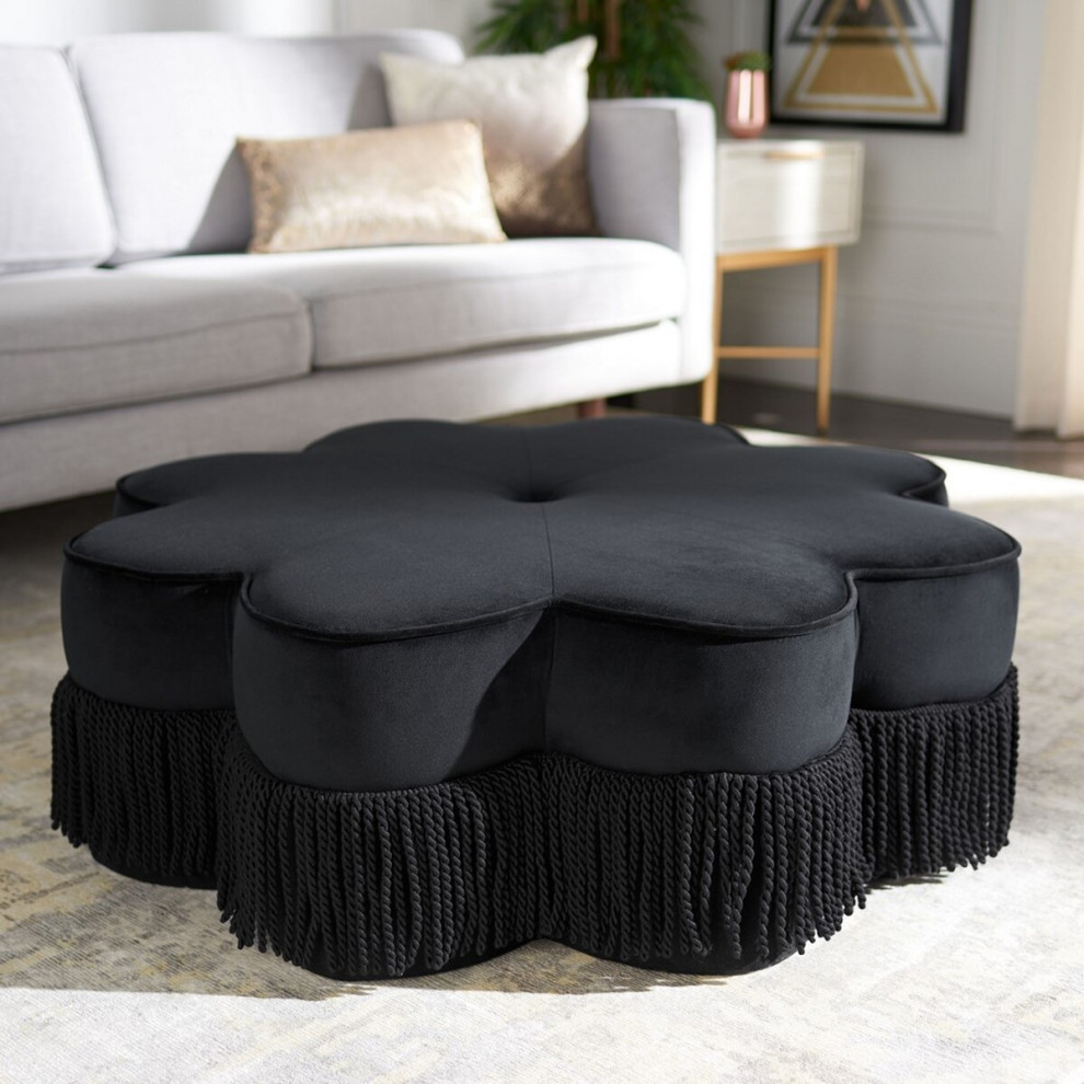 Judith Flower Ottoman Black   Contemporary   Footstools And Ottomans   by V.S.D Furniture  Houzz