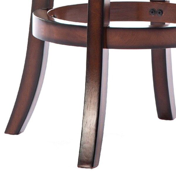 Pal 29 Inch Swivel Bar Stool， Solid Wood， Bonded Leather， Walnut Brown - 19.5 L x 18 W x 43.5 H