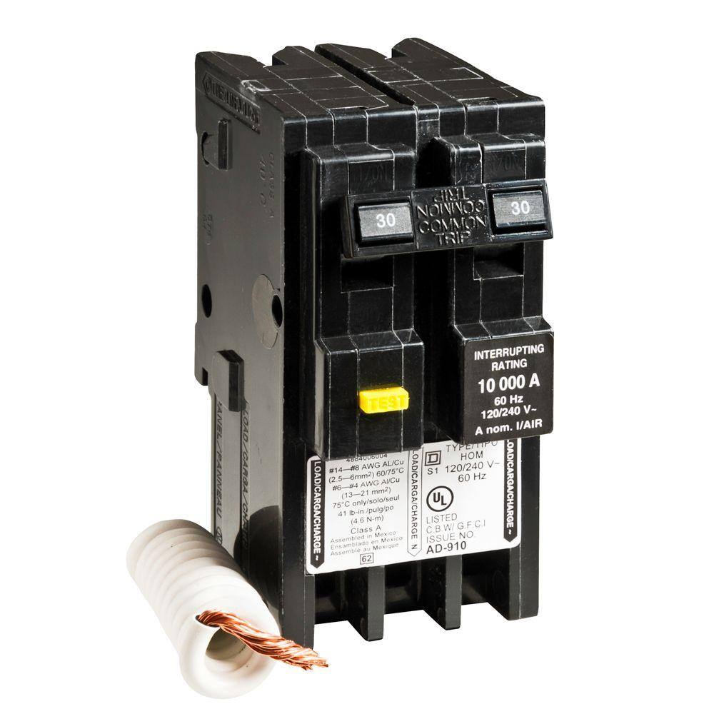 Square D Homeline 30 Amp 2-Pole GFCI Circuit Breaker HOM230GFIC