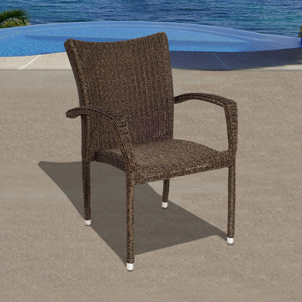 Bari 4 Piece Wicker Patio Armchair Set   Tropical   Outdoor Dining Chairs   by Amazonia  Houzz