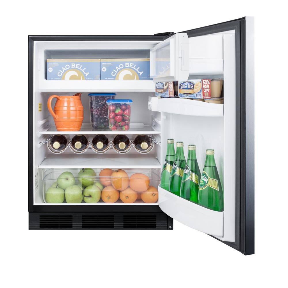 Summit Appliance 5.1 cu. ft. Mini Refrigerator in Stainless Steel with Freezer ADA Compliant CT663BKBISSHHAD